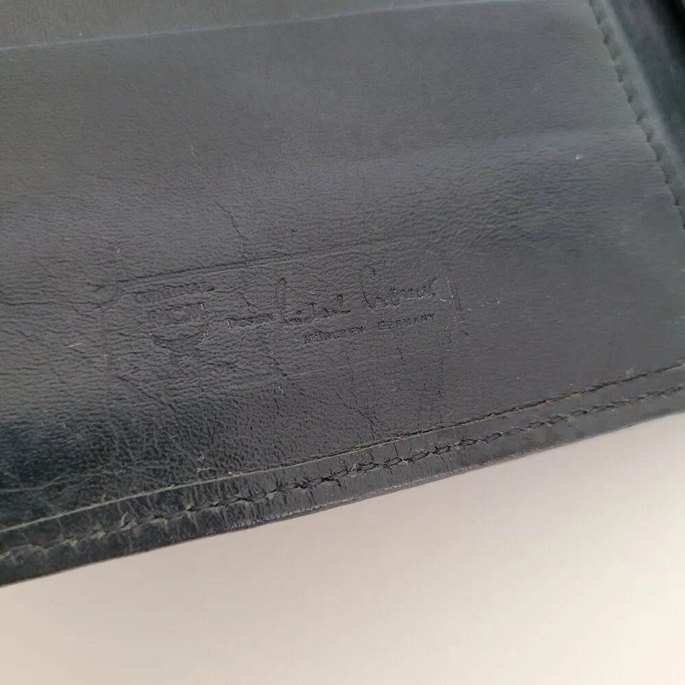 MCM Vintage Men's Wallet Card Case Leather Designer Bifold‎ Signature Navy Blue